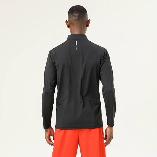 Men’s Half-Zip Stand Collar Sport Henley – Black