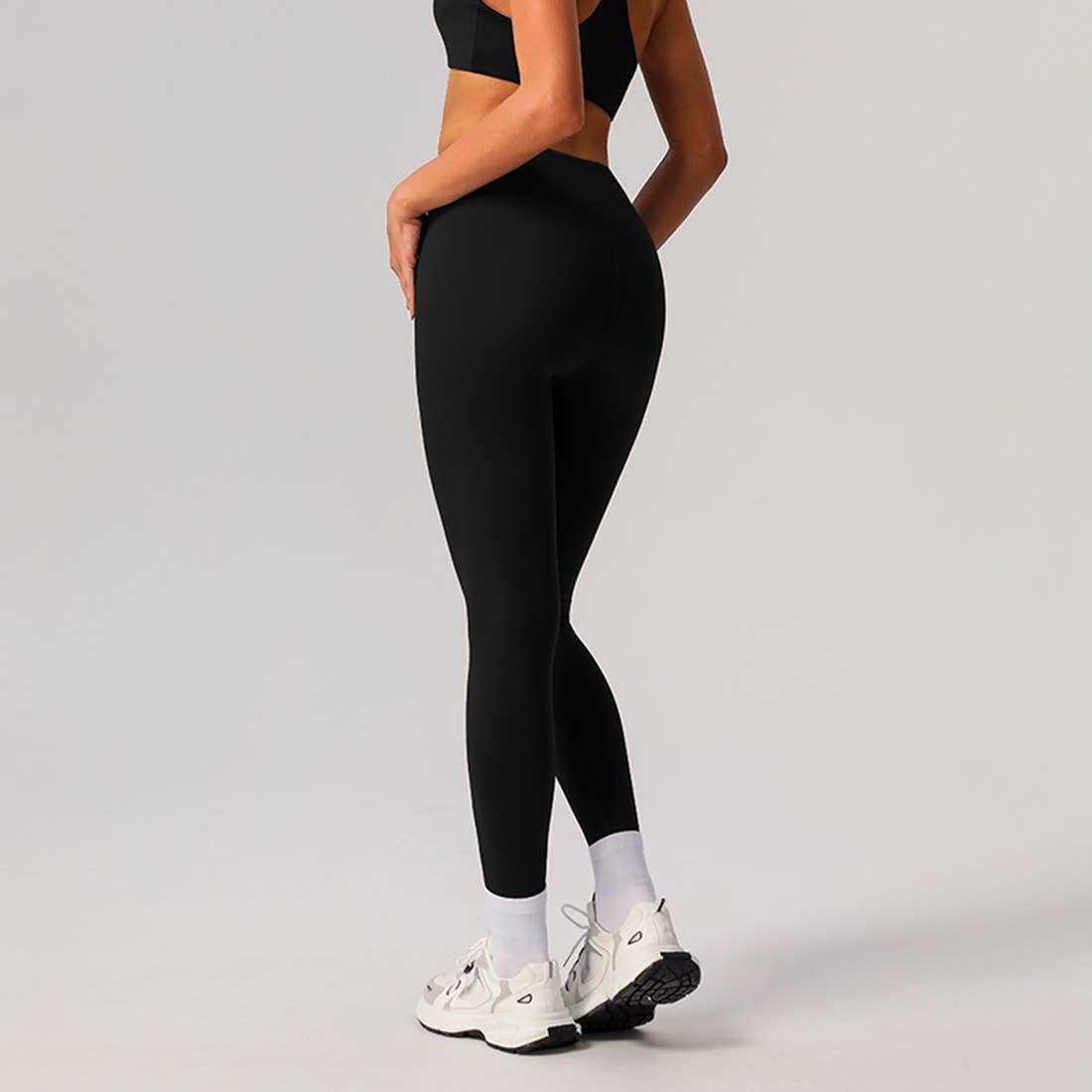 Women’s Seamless-Front Classic Sport Leggings – Black / Navy