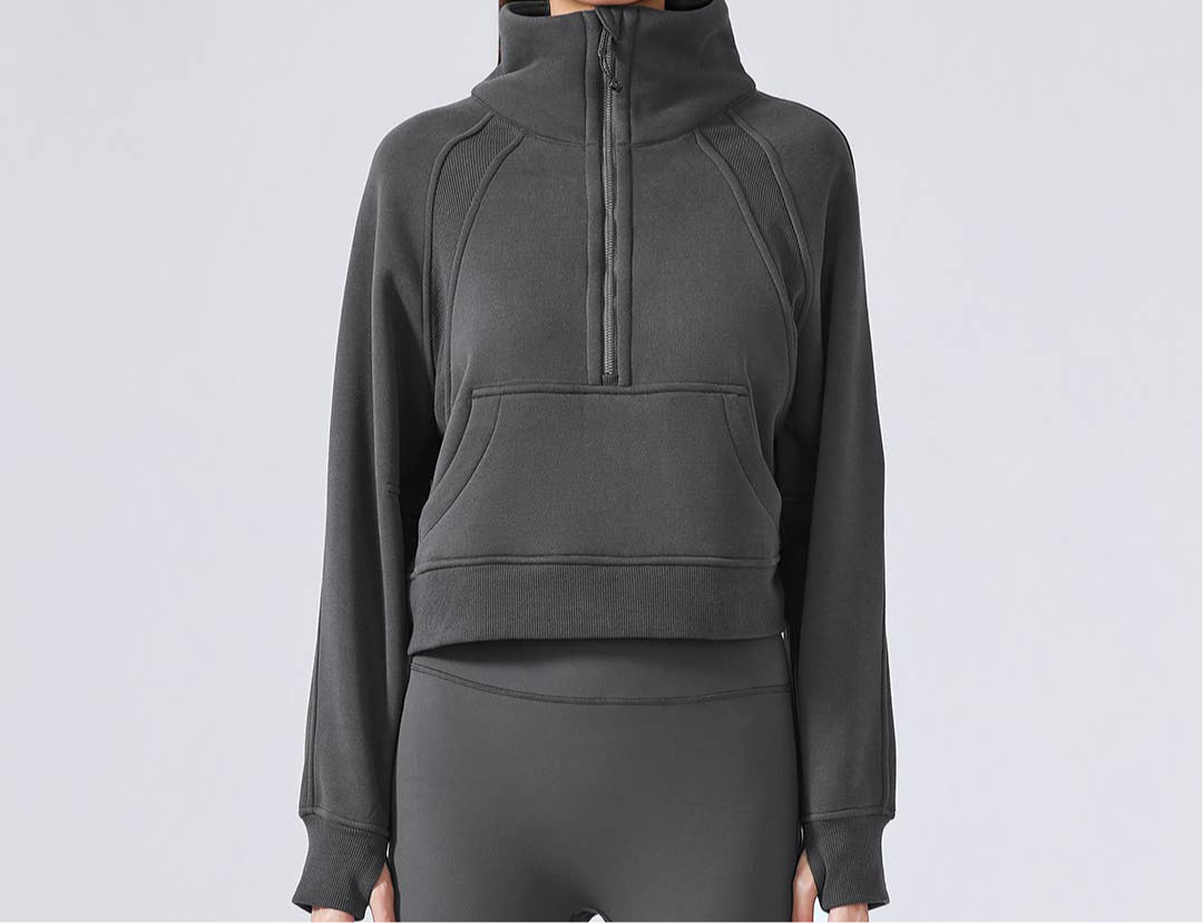 Women’s Half-Zip Fleece Sport Coat with Thumbholes