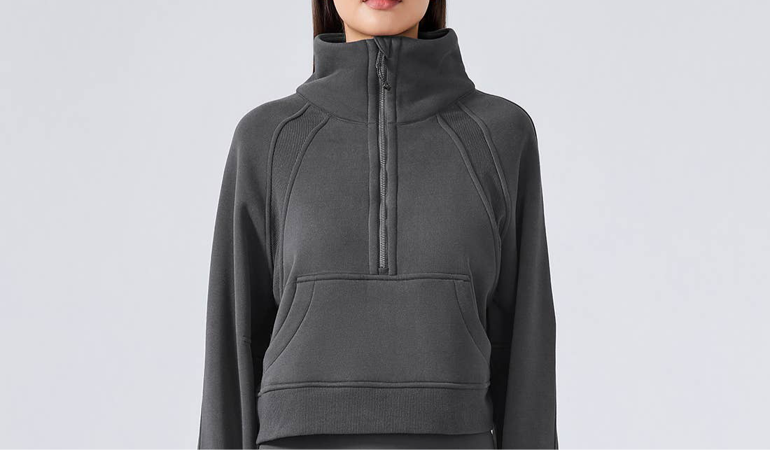 Women’s Half-Zip Fleece Sport Coat with Thumbholes