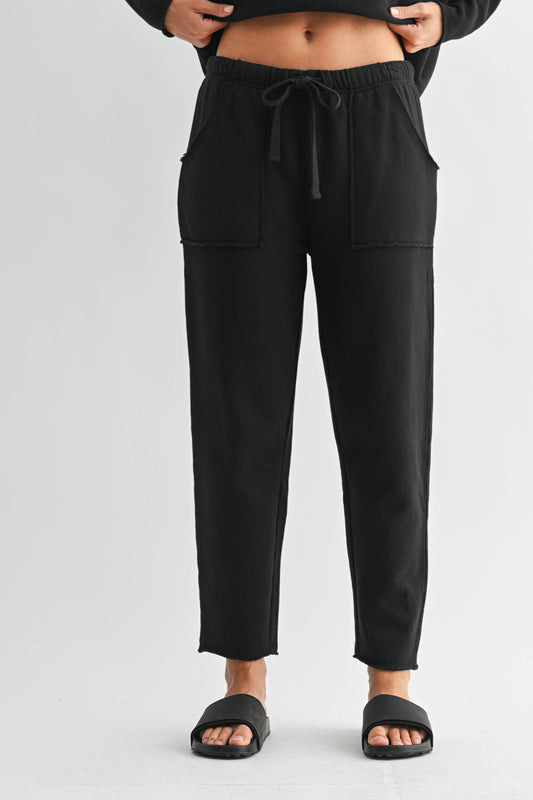 Coastal Luxe Cotton Relaxed Fit Lounge Trousers – Black