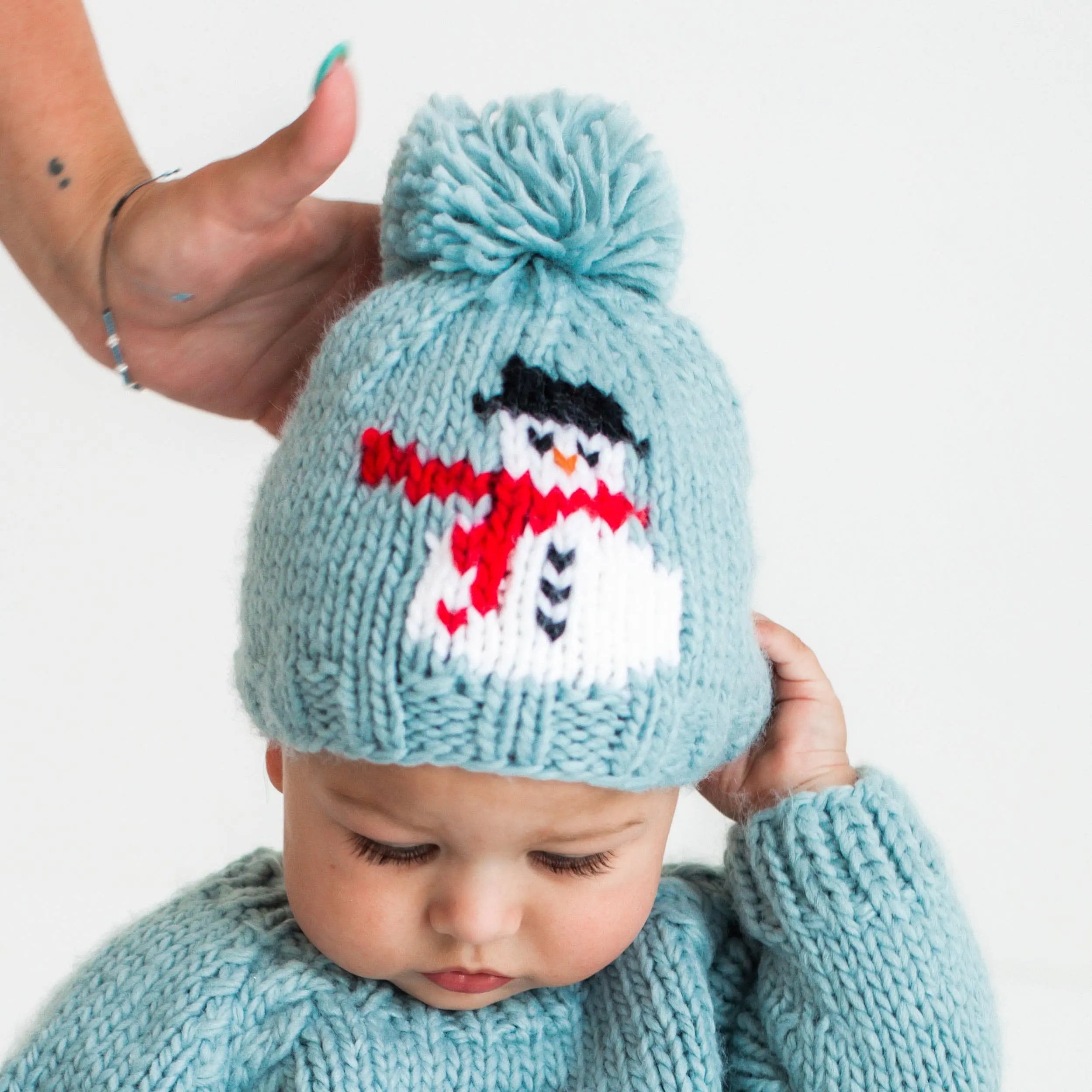 Frosty Snowman Surf Blue Beanie Hat - Baby Winter Hat