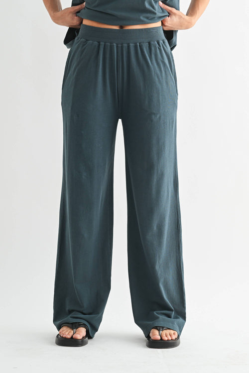 Coastal Drift Pima Cotton Pant Set in Slate Teal — oversized for ultimate comfort