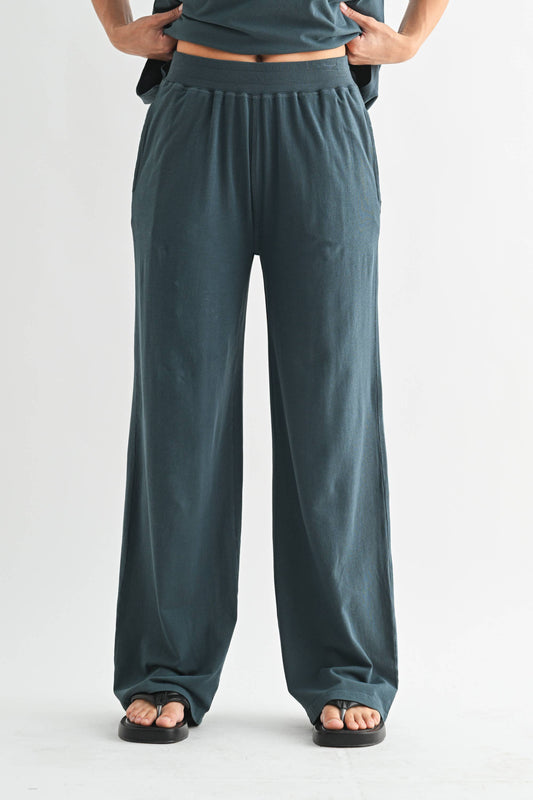 Coastal Drift Pima Cotton Pant Set in Slate Teal — oversized for ultimate comfort