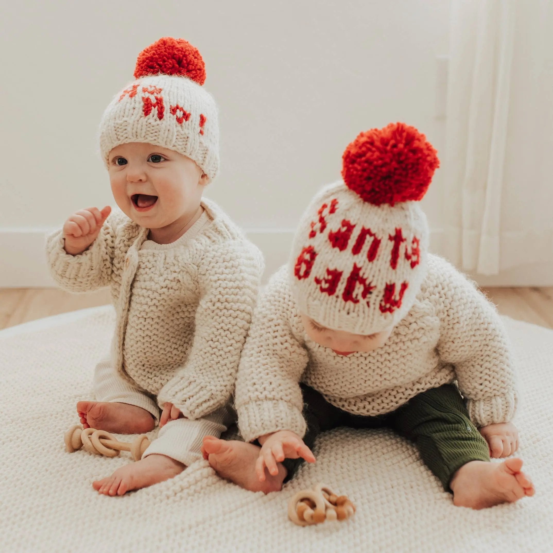 Santa Baby Hand Knit Beanie Hat Baby & Kids - Christmas Hat for kids