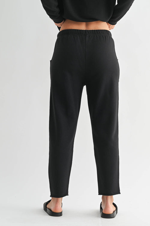 Coastal Luxe Cotton Relaxed Fit Lounge Trousers – Black