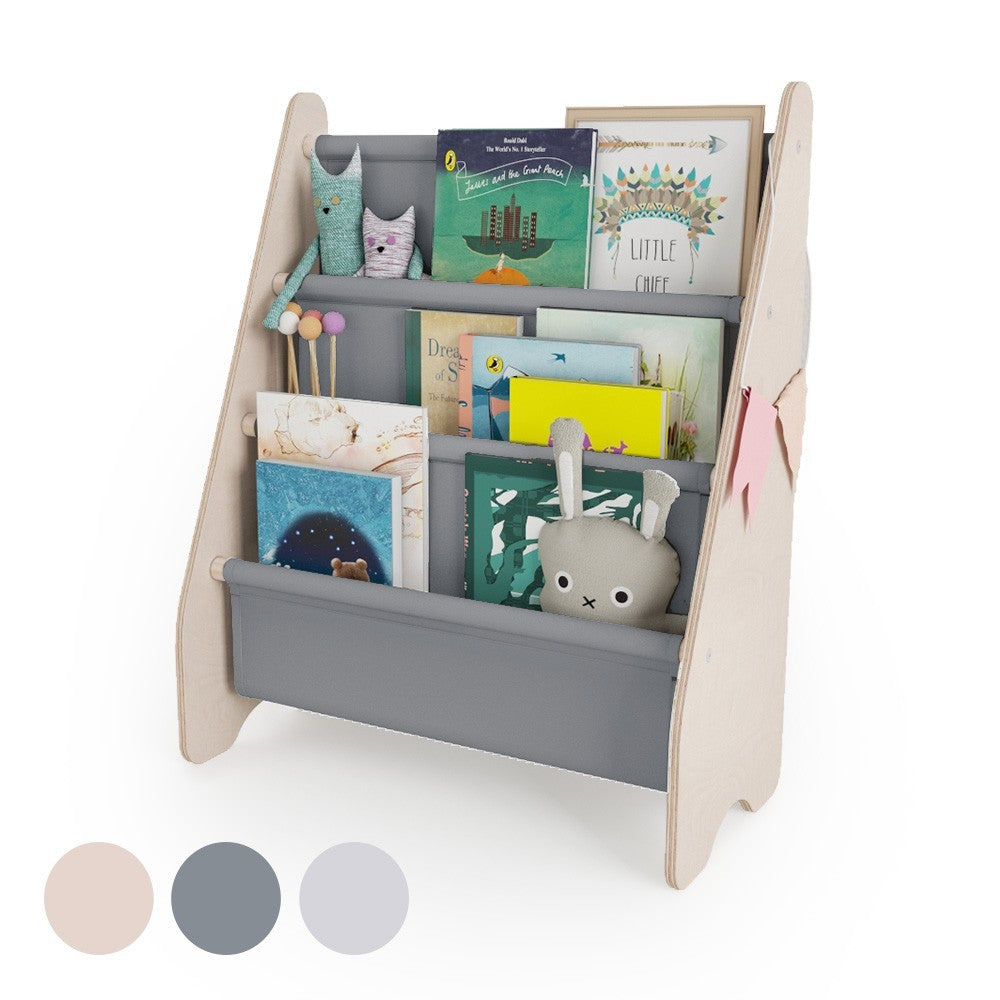 Book shelf for kids Grey, Bookcase for children's room, Small bookshelf for toddler, Child bookcases and shelves, Wall stand storage and furniture for bedroom