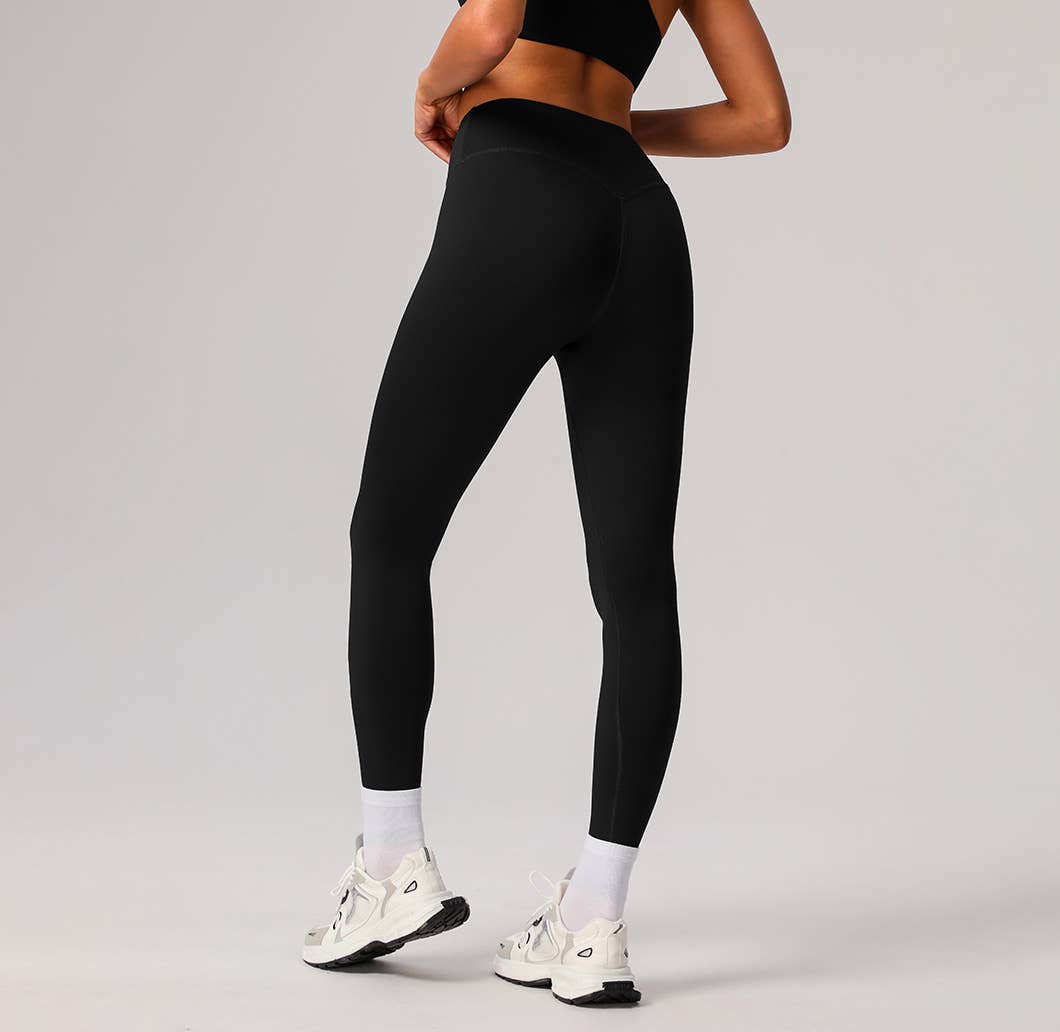 Women’s Seamless-Front Classic Sport Leggings – Black / Navy
